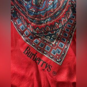 Burberrys Silk Scarf – Red Paisley – Classic Designer